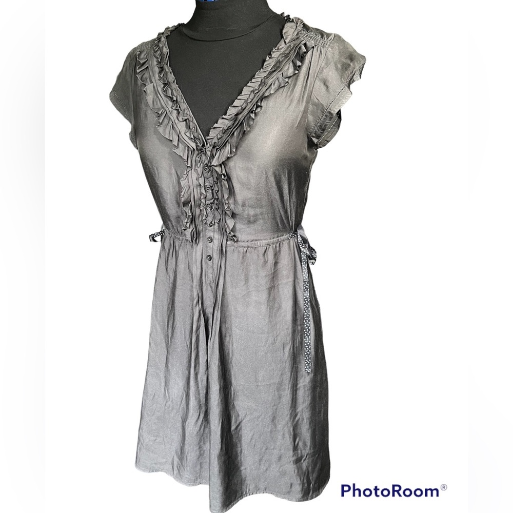 American Eagle Grey Cap Sleeve Ruffle Dress